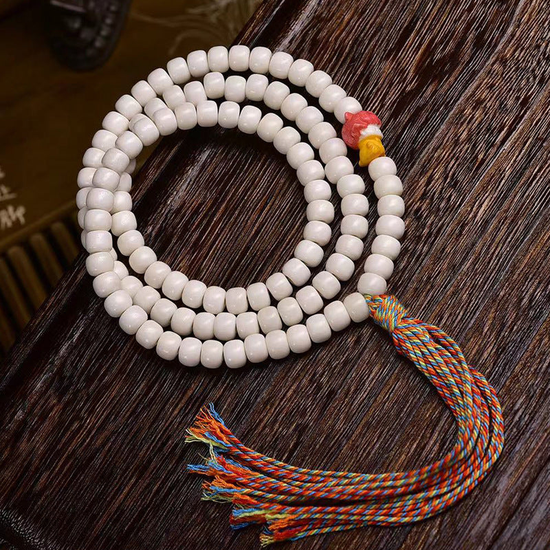 EverestArtstudios blessed EverestArtstudios Natural Yak Bone 108-Bead Mala with Antler Accents