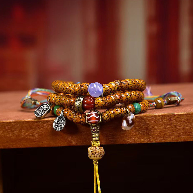 EverestArtstudios blessed EverestArtstudios Natural Jade-Finished Crackled Xingyue Bodhi 108-Bead Mala
