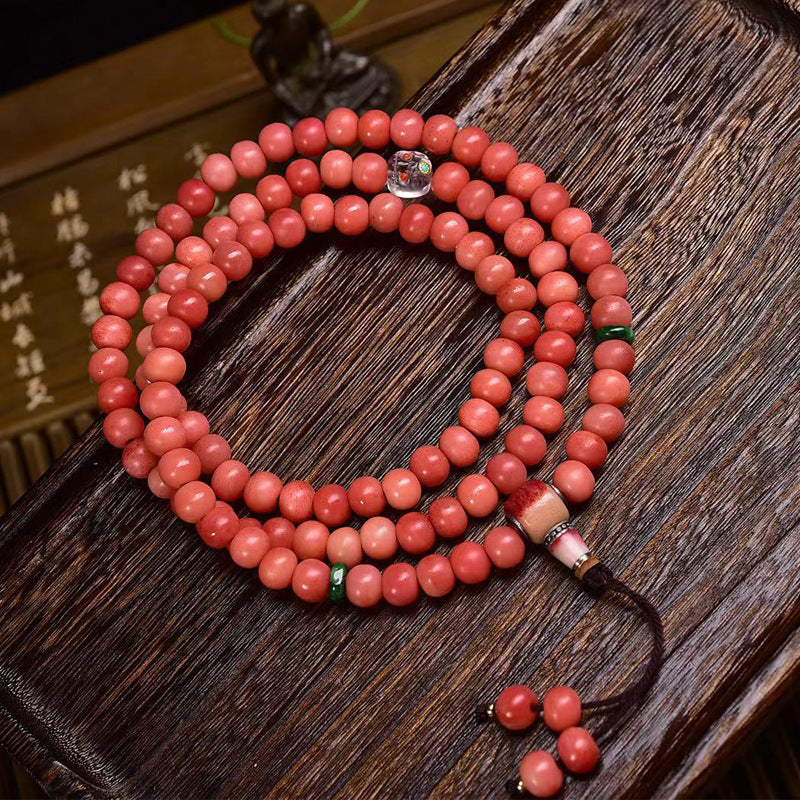 EverestArtstudios blessed EverestArtstudios Natural Full-Blood Camel Bone 108-Bead Mala with Glass and Bone Guru Bead