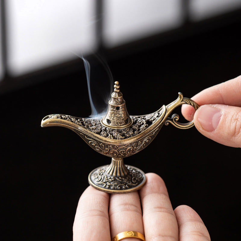 Search banner magic lamp incense burner alloy plate incense burner auspicious cloud sticky powder agarwood sandalwood pear tent fragrant tea ceremony ornament