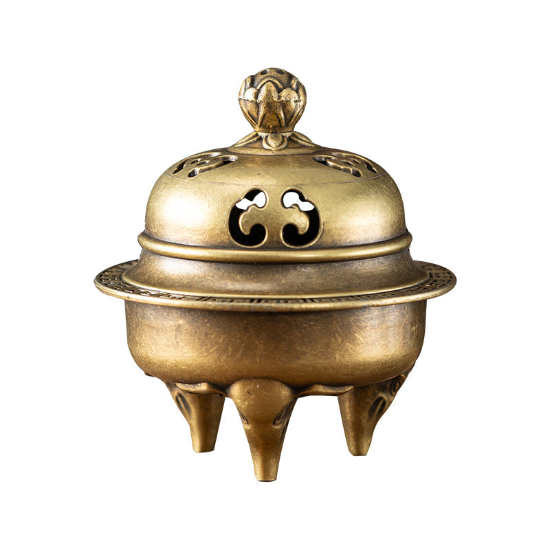Household creative alloy disc incense burner sandalwood burner indoor three-legged aromatherapy burner Xiangyun sandalwood burner tea ceremony desktop ornament