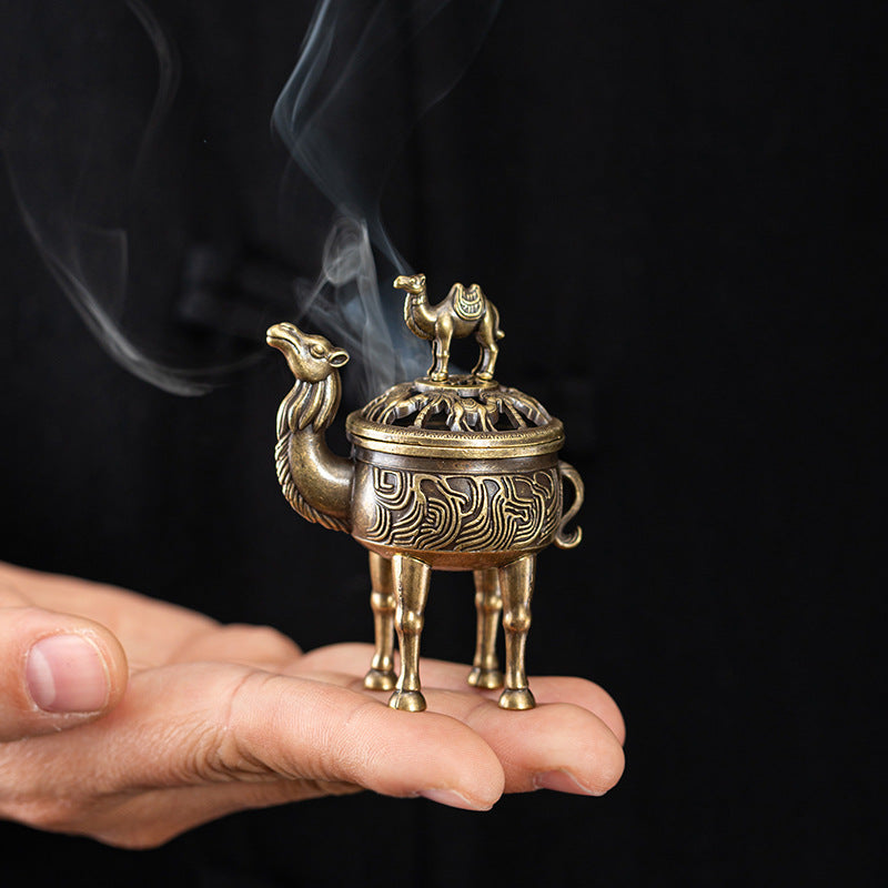 Cross-border explosive alloy creative small incense burner, auspicious cloud disk incense burner, incense road ornament, unicorn elephant tiger three-legged tripod burner