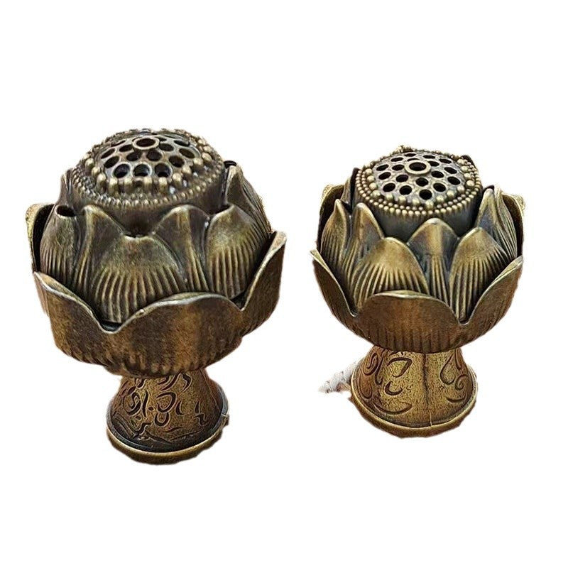 Xiangyun incense burner, hollow lotus burner, mini lotus seed aromatherapy burner, three-legged copper burner, porous Baolian lamp Boshan burner