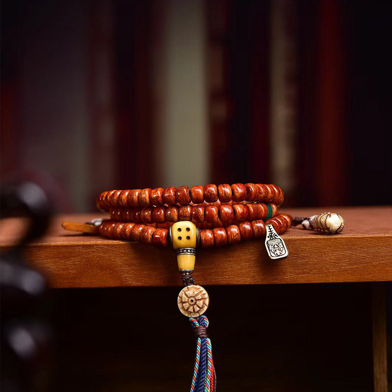 EverestArtstudios blessed EverestArtstudios Tibetan Vintage Camel Bone 108-Bead Mala with Zaki Lhamo Clip