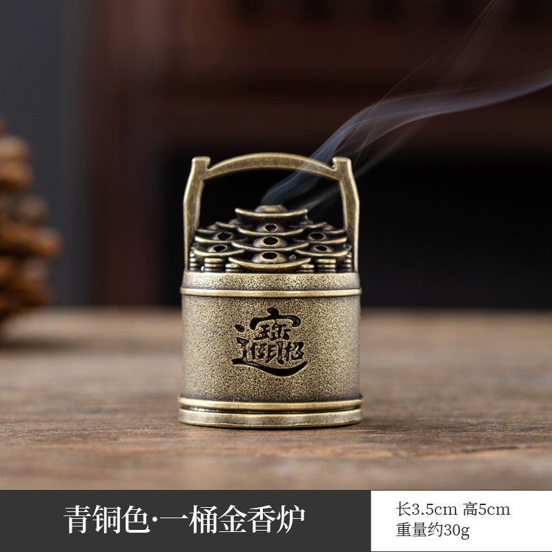 Manufacturer wholesale alloy small incense burner retro Zen Boshan small incense burner household dragon and phoenix plate incense burner incense ornament