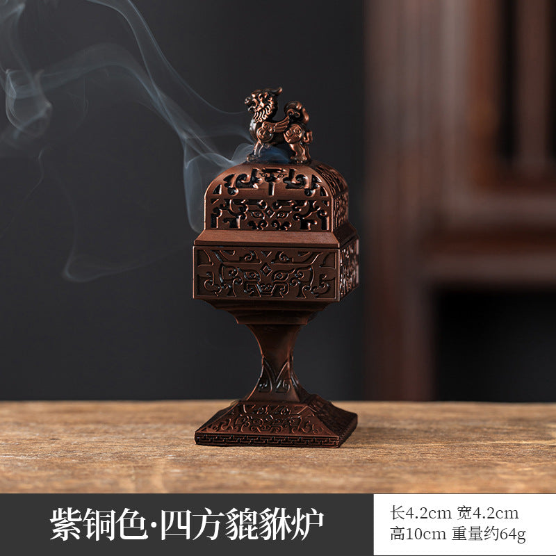New Phoenix Kirin Three-legged Furnace Tianyuan Ding Furnace Xiaoxiangyun Sticky Powder Sandalwood Aromatherapy Furnace Alloy Incense Furnace Ornament