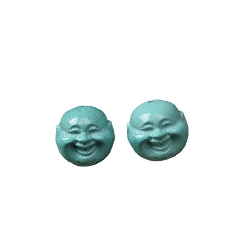 EverestArtstudios 手工雕刻綠松石佛頭念珠配件