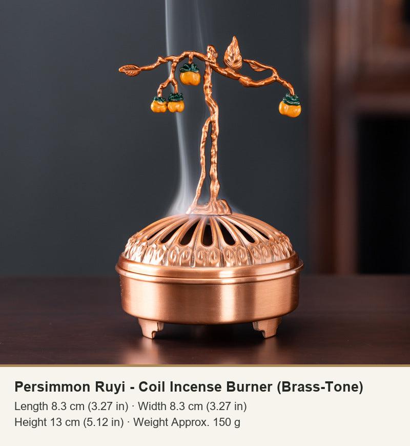 Persimmon Ruyi - Coil Incense Burner (Brass-Tone)