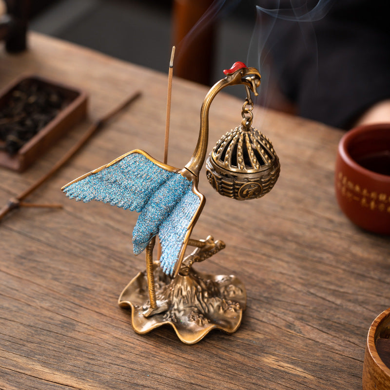 Douyin popular crane hanging stove antique ornament household indoor small auspicious cloud sandalwood tea ceremony incense Chinese aromatherapy stove