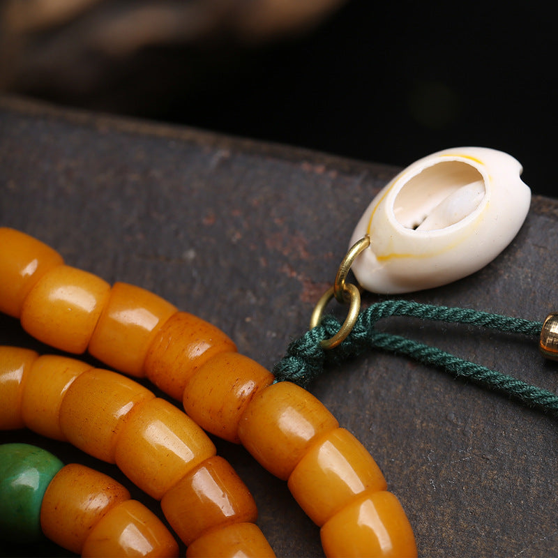 EverestArtstudios Yak Bone 108-Bead Mala with Vajra Bodhi and Camel Bone Accents