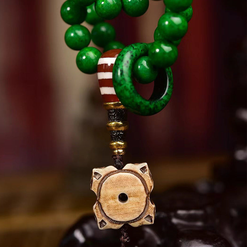 EverestArtstudios blessed EverestArtstudios Tibetan Horn-Look 108-Bead Mala with Agate and Bone Accents