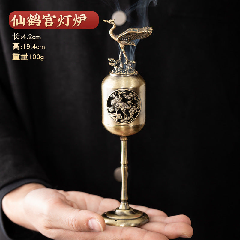 Manufacturer wholesale alloy small incense burner retro Zen Boshan small incense burner household dragon and phoenix plate incense burner incense ornament