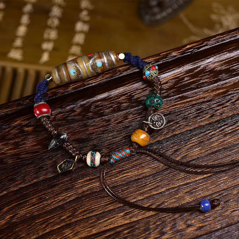 EverestArtstudios Bone Inlay Dzi-Style Woven Bracelet