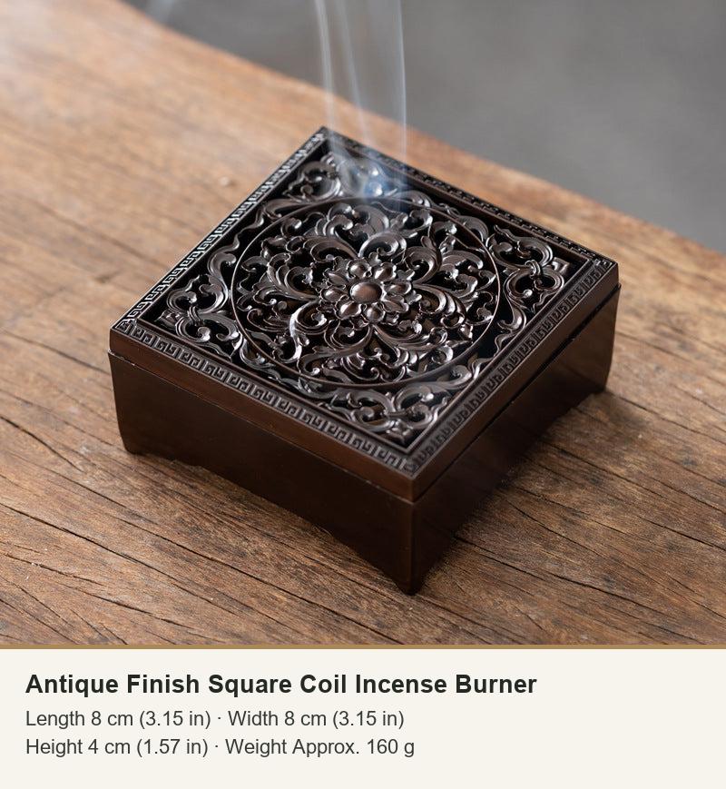 Antique Finish Square Coil Incense Burner