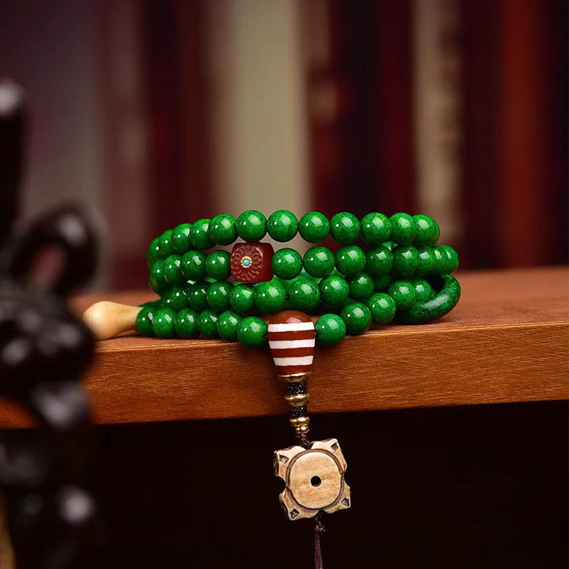EverestArtstudios blessed EverestArtstudios Tibetan Horn-Look 108-Bead Mala with Agate and Bone Accents