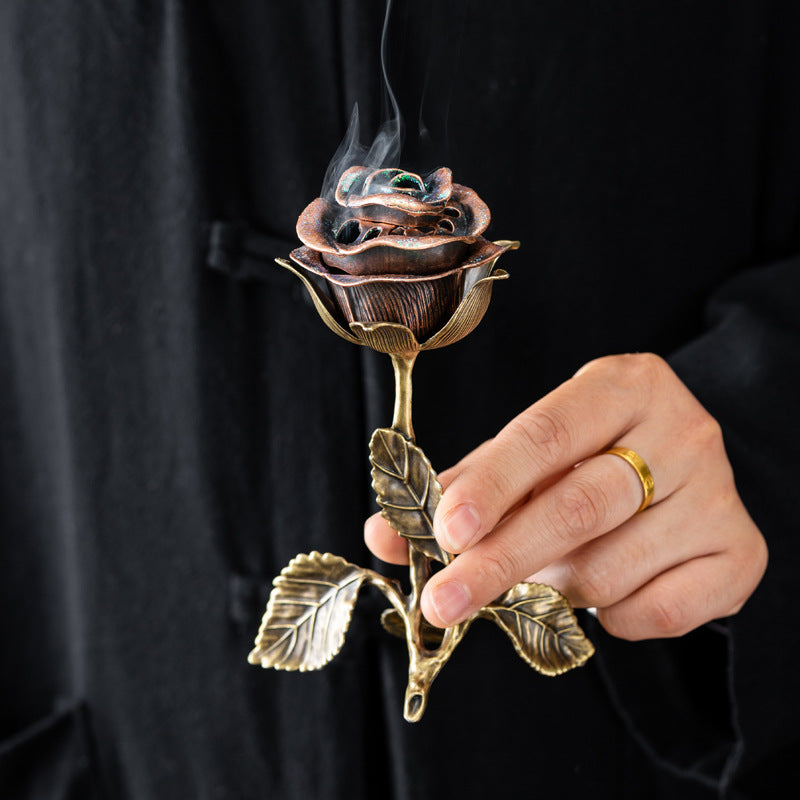 Cross-border handicrafts Alloy rose ornament Wedding Qixi Festival Valentine's Day gift Simulation flower Creative aromatherapy stove