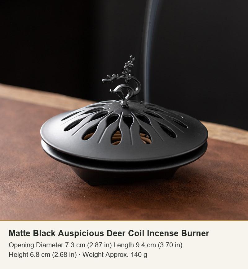 Matte Black Auspicious Deer Coil Incense Burner