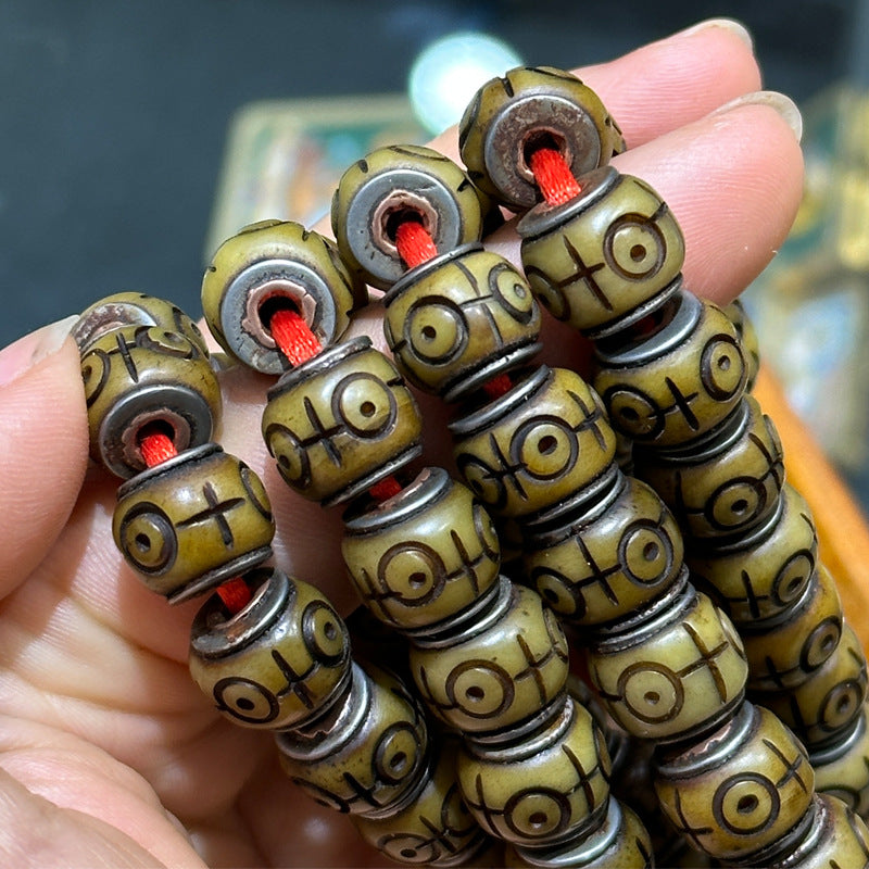 EverestArtstudios 臻选 EverestArtstudios 天然骆驼骨银色镶嵌 108 颗念珠 DIY 串珠