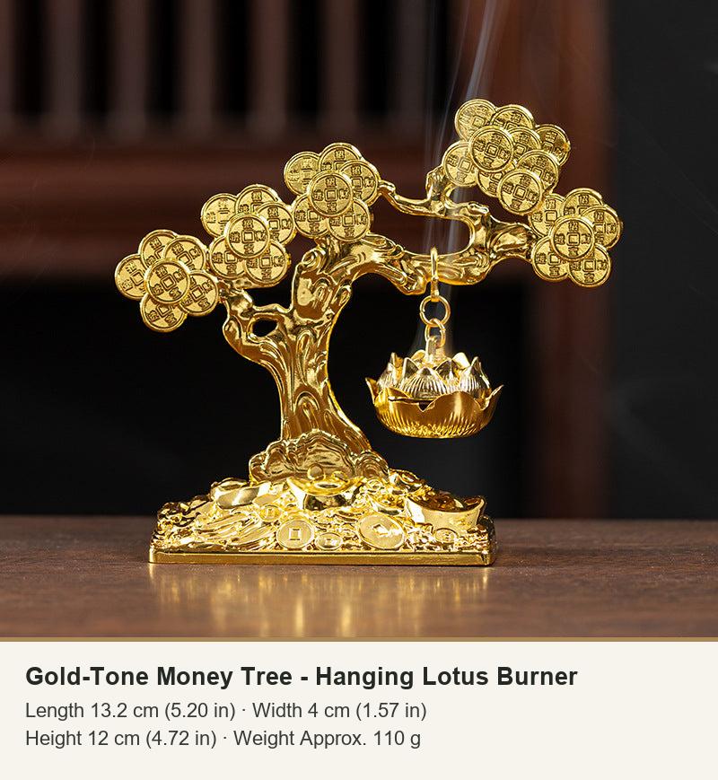 Gold-Tone Money Tree - Hanging Lotus Burner