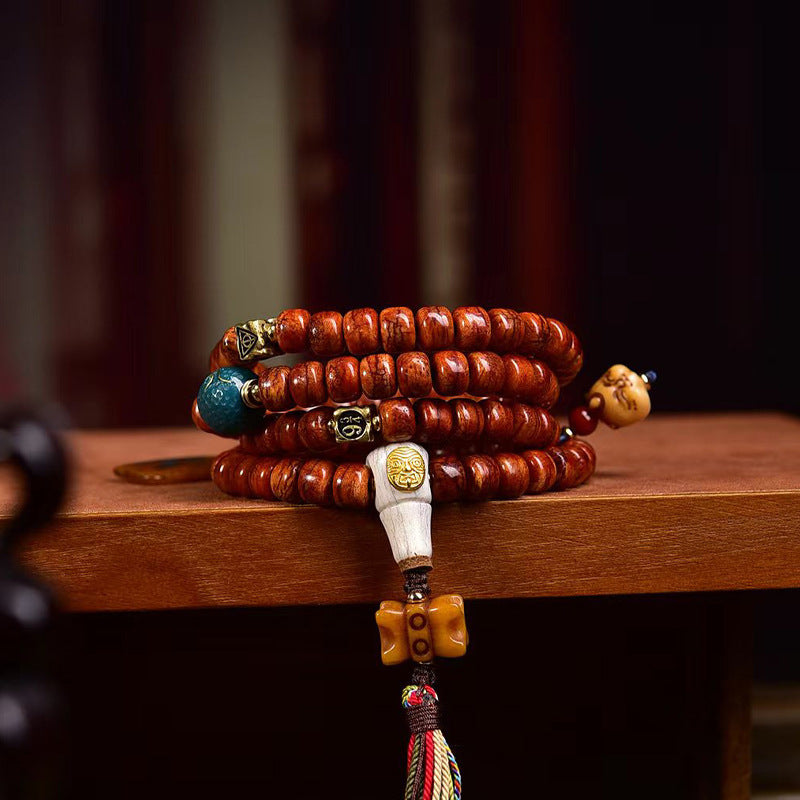 EverestArtstudios blessed EverestArtstudios Tibetan Vintage Bone Barrel-Bead 108-Bead Mala Necklace