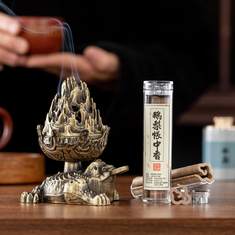 Jinchan Xianrui Alloy Boshan Incense Burner Xiaoxiangyun No Sticky Powder Agarwood Sandalwood Purifies Air Indoor Long-lasting Aromatherapy