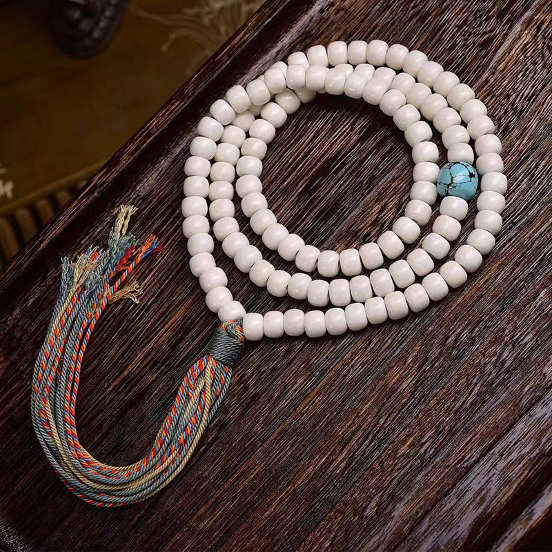 EverestArtstudios blessed EverestArtstudios Natural Yak Bone 108-Bead Mala with Antler Accents