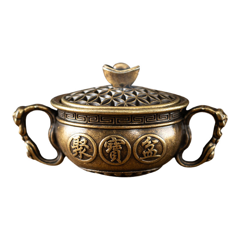 Manufacturer wholesale alloy small incense burner retro Zen Boshan small incense burner household dragon and phoenix plate incense burner incense ornament