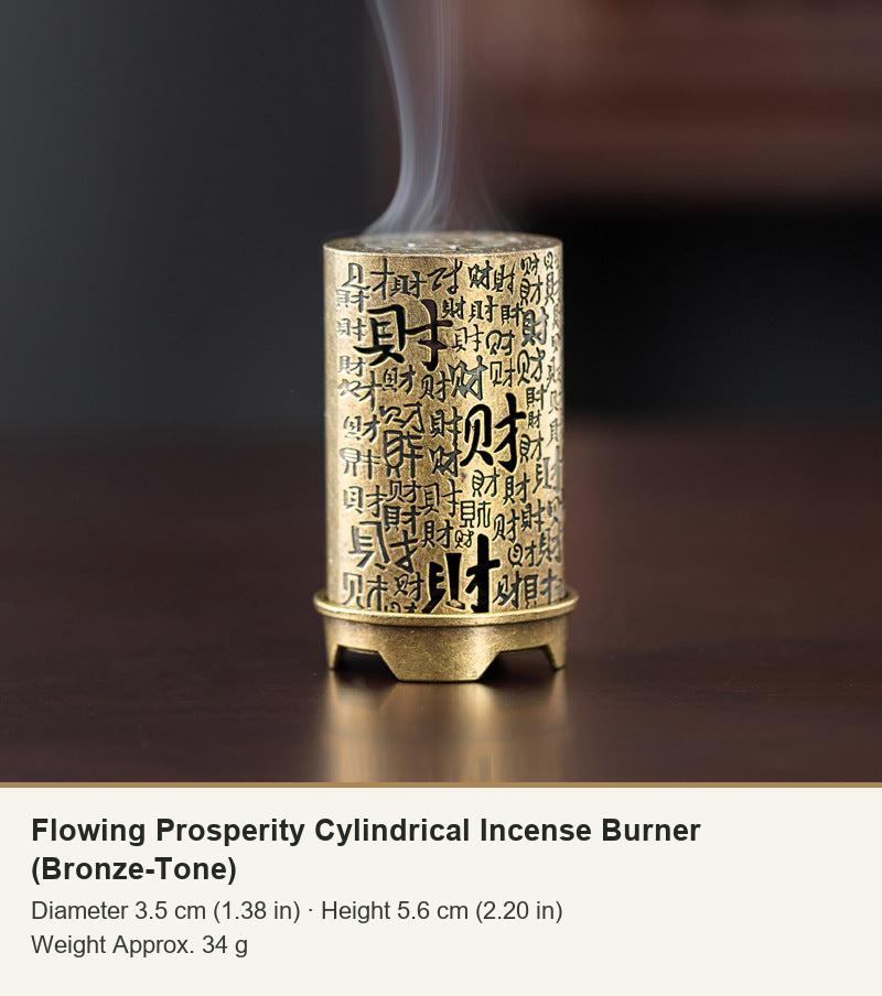 Flowing Prosperity Cylindrical Incense Burner (Bronze-Tone)