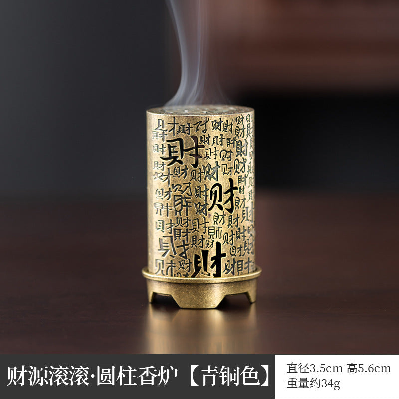 Manufacturer wholesale alloy small incense burner retro Zen Boshan small incense burner household dragon and phoenix plate incense burner incense ornament