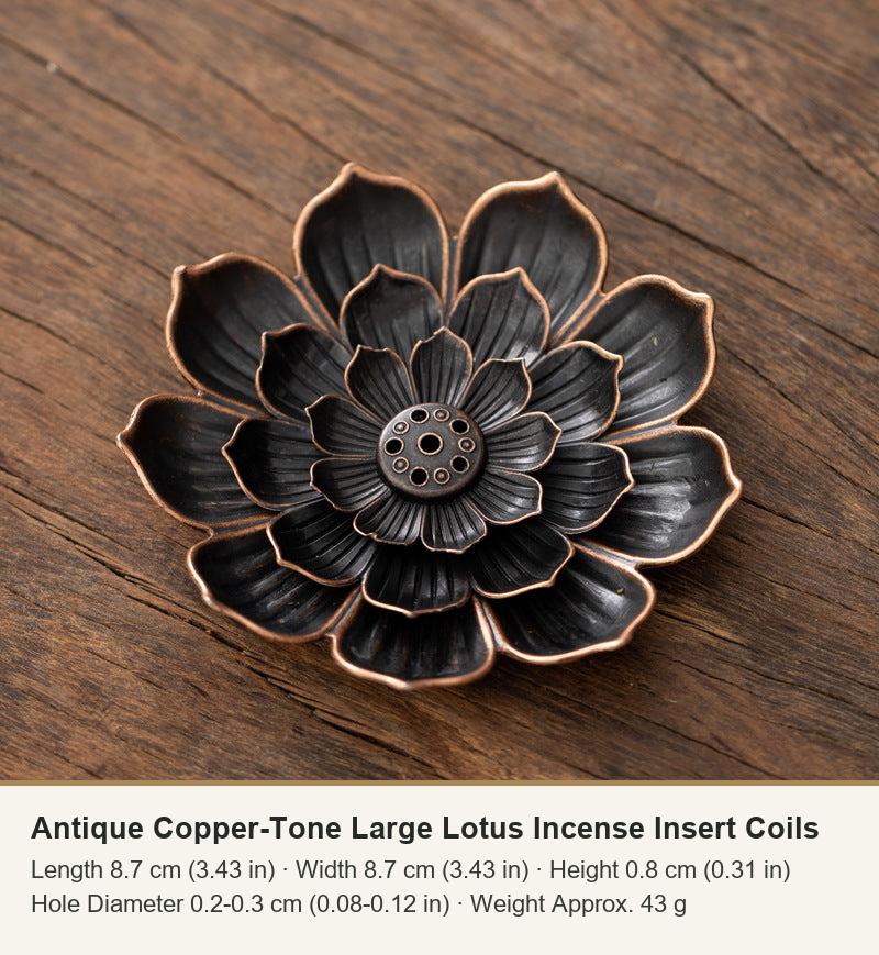 Antique Copper-Tone Large Lotus Incense Insert Coils