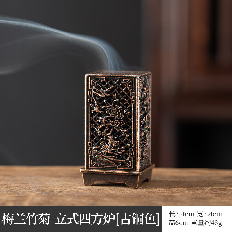 Chinese creative antique aromatherapy stove mini elephant foot lotus stove copper alloy household sandalwood pan incense three-legged stove ornament