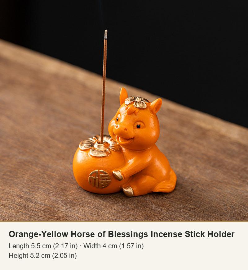 Orange-Yellow Horse of Blessings Incense Stick Holder