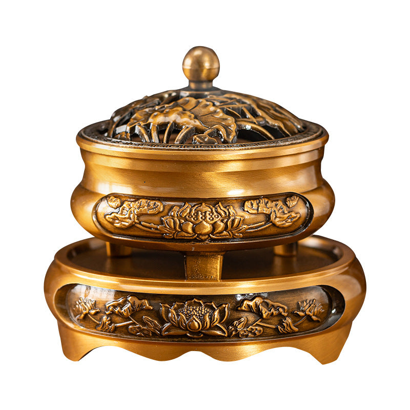 Creative retro alloy three-legged incense burner dragon and phoenix plate incense burner alloy aromatherapy burner incense ornament home classical ornament