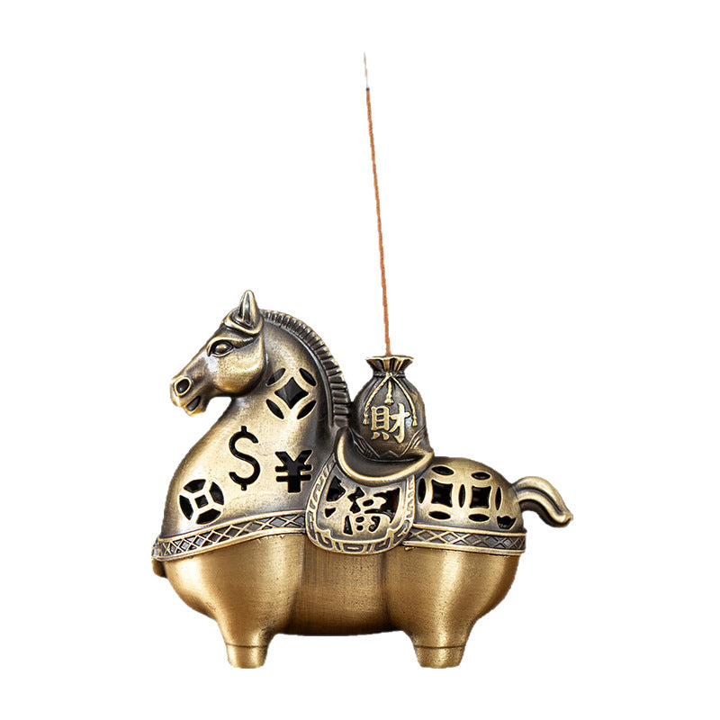 Year of the Horse alloy incense burner will make a fortune immediately, aromatherapy burner sandalwood burner Chinese classical incense plate incense burner handicraft ornament