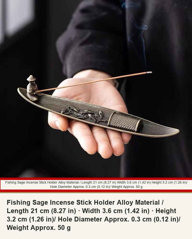 Fishing Sage Incense Stick Holder Alloy Material / Length 21 cm (8.27 in) · Width 3.6 cm (1.42 in) · Height 3.2 cm (1.26 in)/ Hole Diameter Approx. 0.3 cm (0.12 in)/ Weight Approx. 50 g