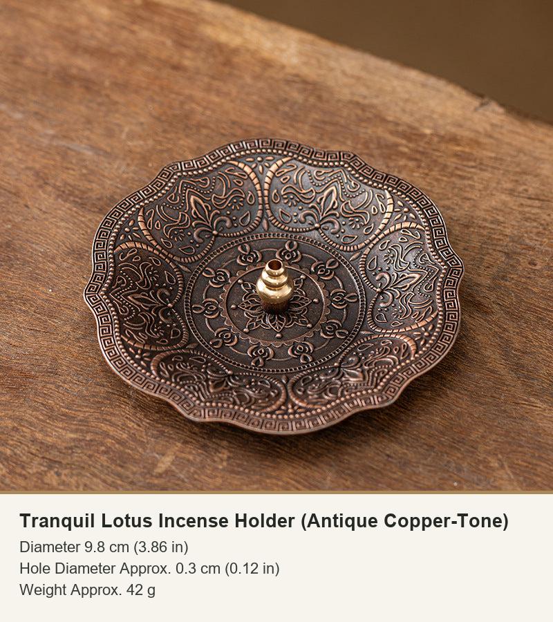 Tranquil Lotus Incense Holder (Antique Copper-Tone)