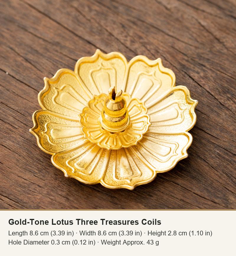 Gold-Tone Lotus Three Treasures Coils