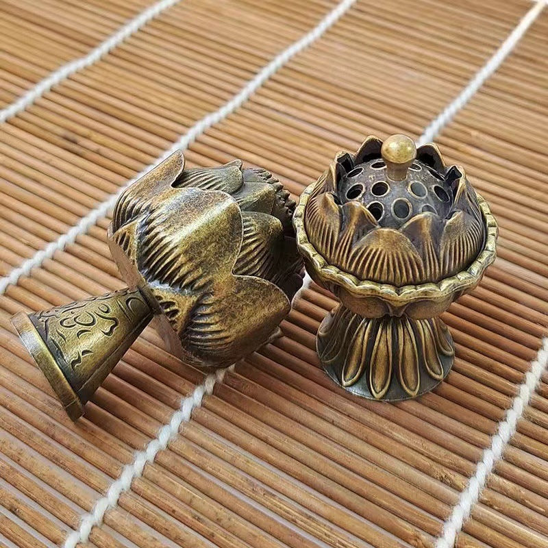 Xiangyun incense burner, hollow lotus burner, mini lotus seed aromatherapy burner, three-legged copper burner, porous Baolian lamp Boshan burner