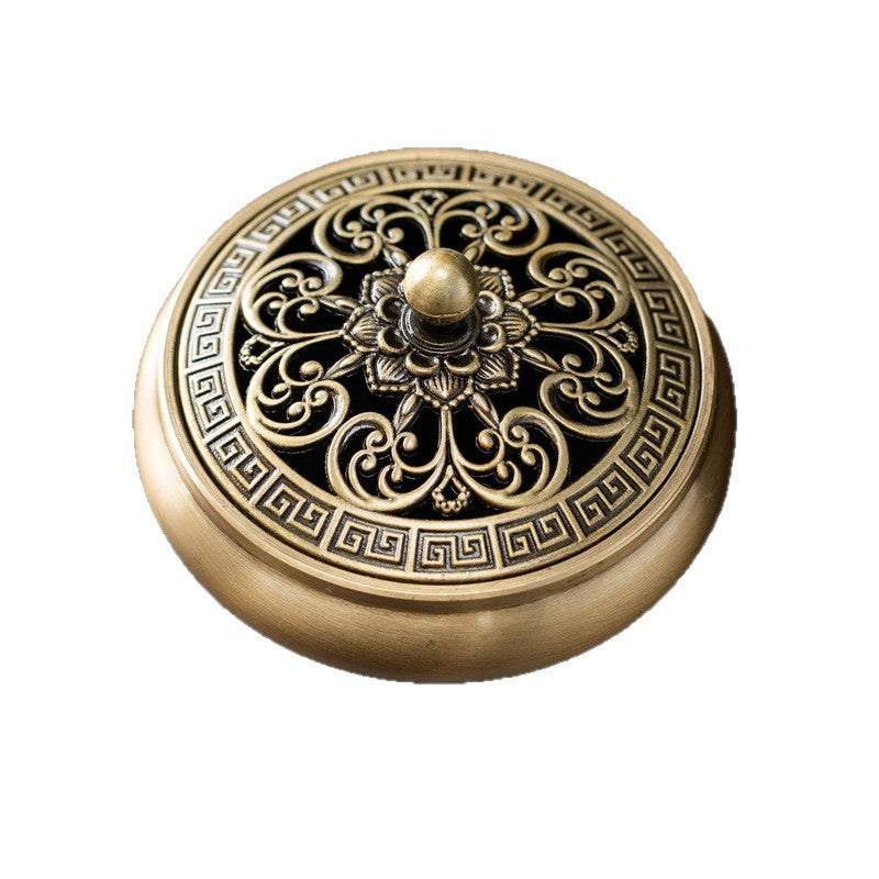Whole wholesale retro alloy flat-bottomed incense burner, dragon and phoenix plate incense burner, golden lotus seal aromatherapy burner, incense road ornament incense burner