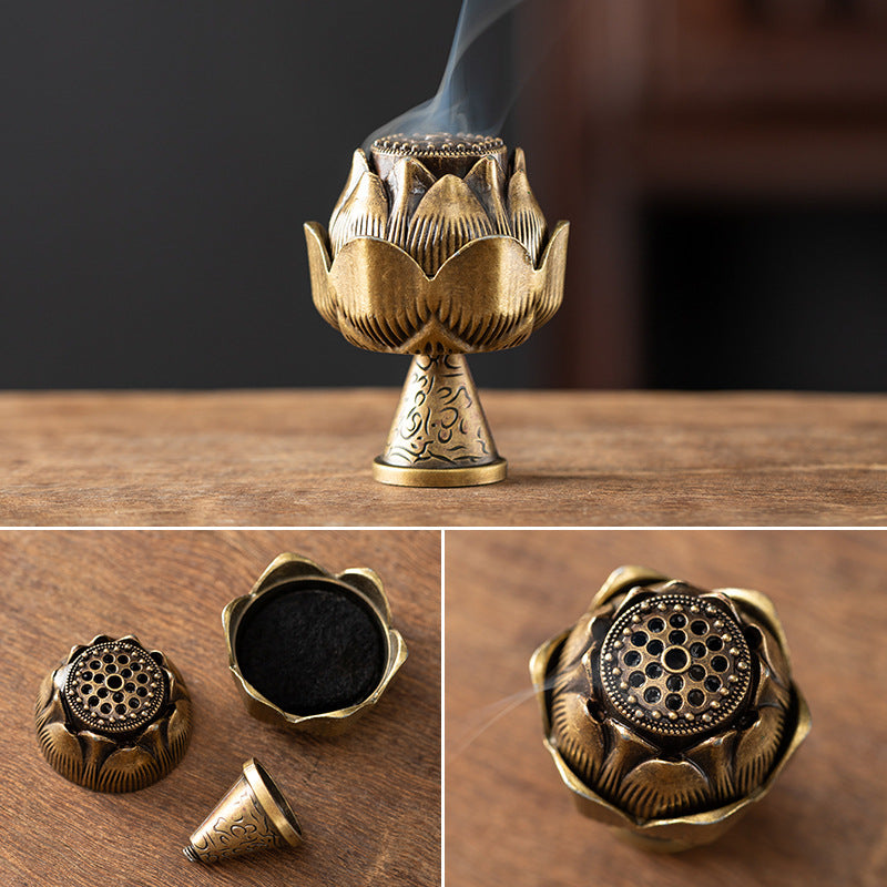 Manufacturer wholesale alloy small incense burner retro Zen Boshan small incense burner household dragon and phoenix plate incense burner incense ornament