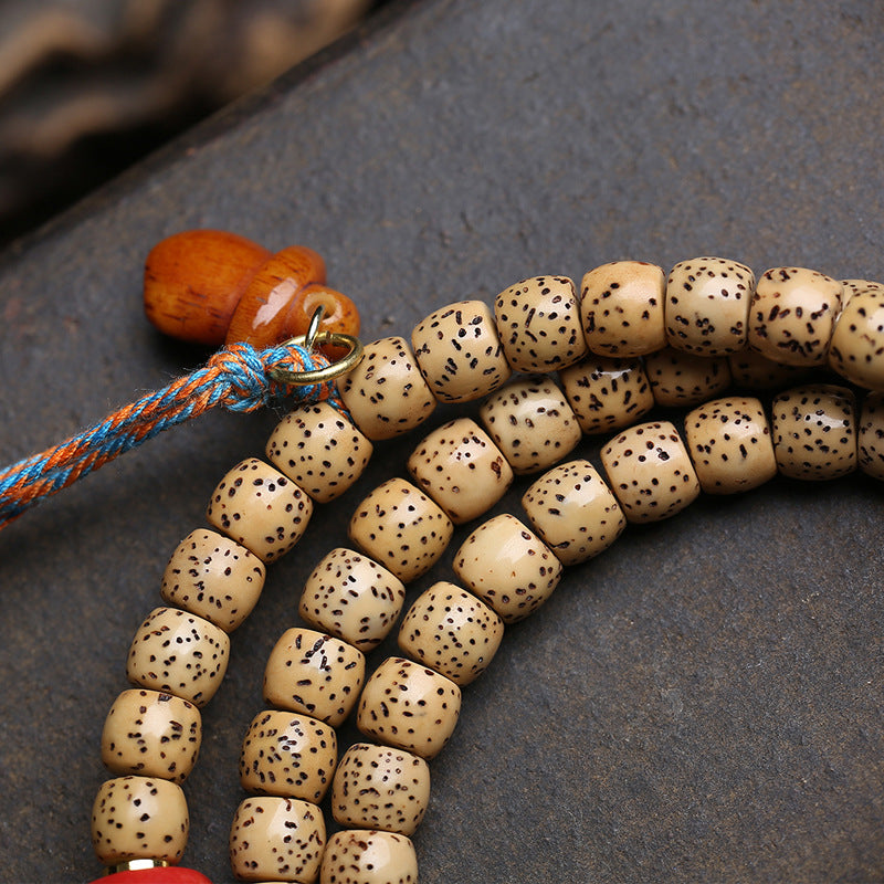 EverestArtstudios Xingyue Bodhi 108-Bead Mala with Thangka-Style Pendant and Sandalwood