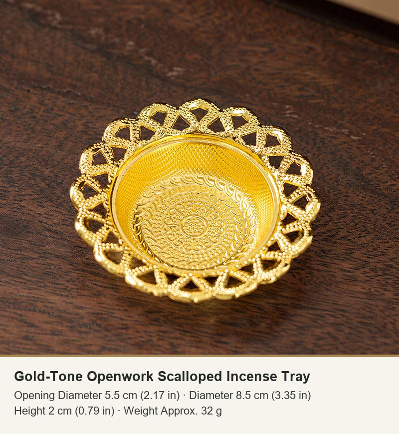 Gold-Tone Openwork Scalloped Incense Tray