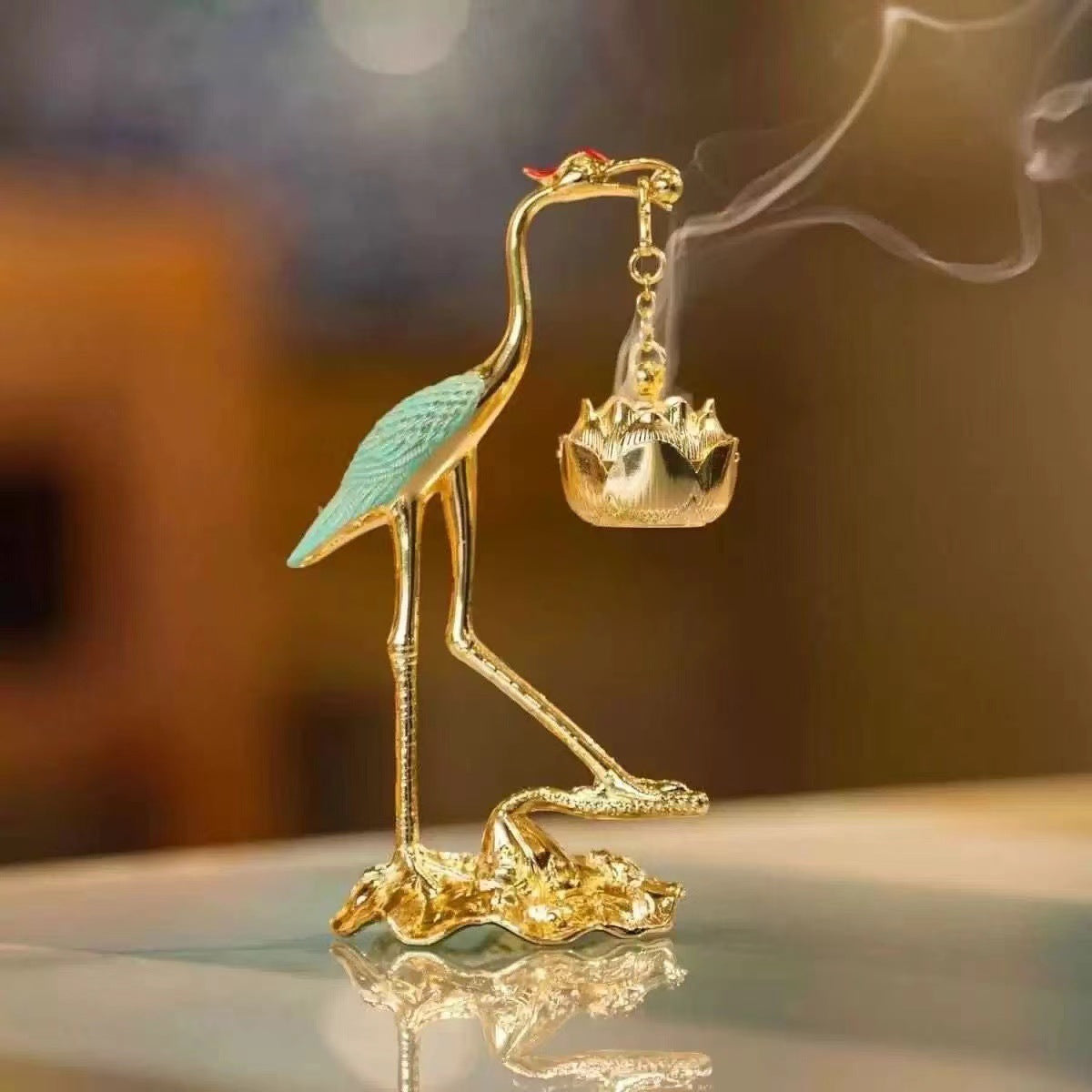 金鹤挂炉创意合金香薰炉祥云盘香炉莲花炉摆件