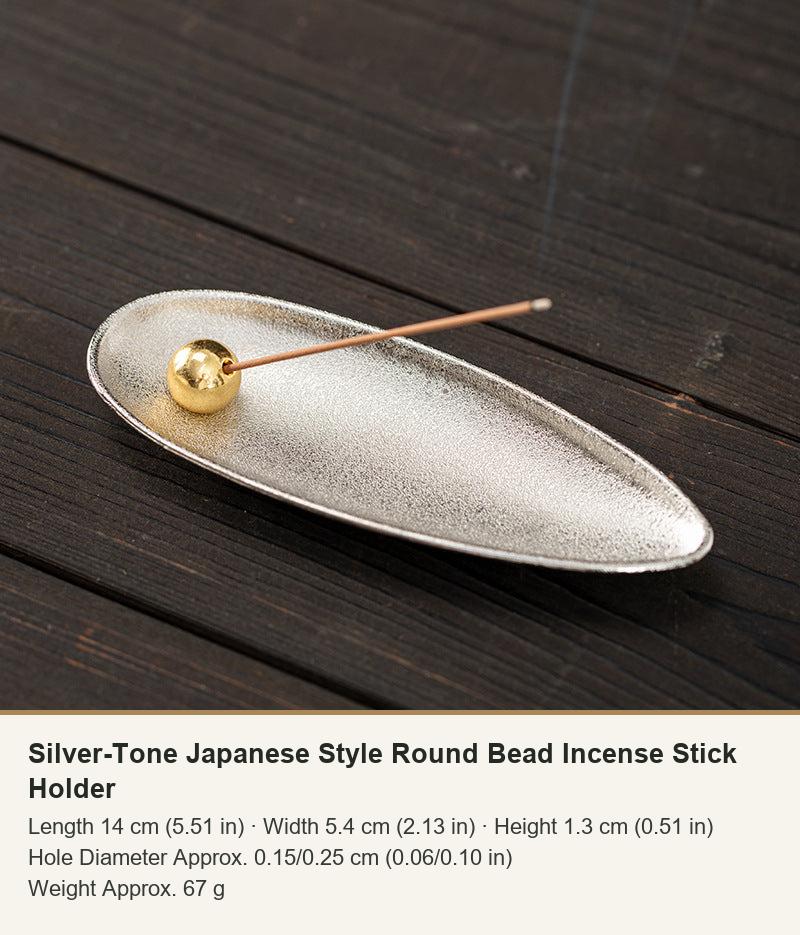 Silver-Tone Japanese Style Round Bead Incense Stick Holder