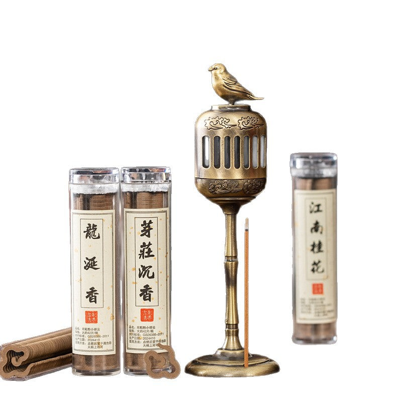 Golden Magpie Palace Lantern Incense Burner No Sticky Powder Small Xiangyun Sandalwood Incense Burner Household Indoor Aromatherapy Burner Crane Spreading Wings Vertical Burner