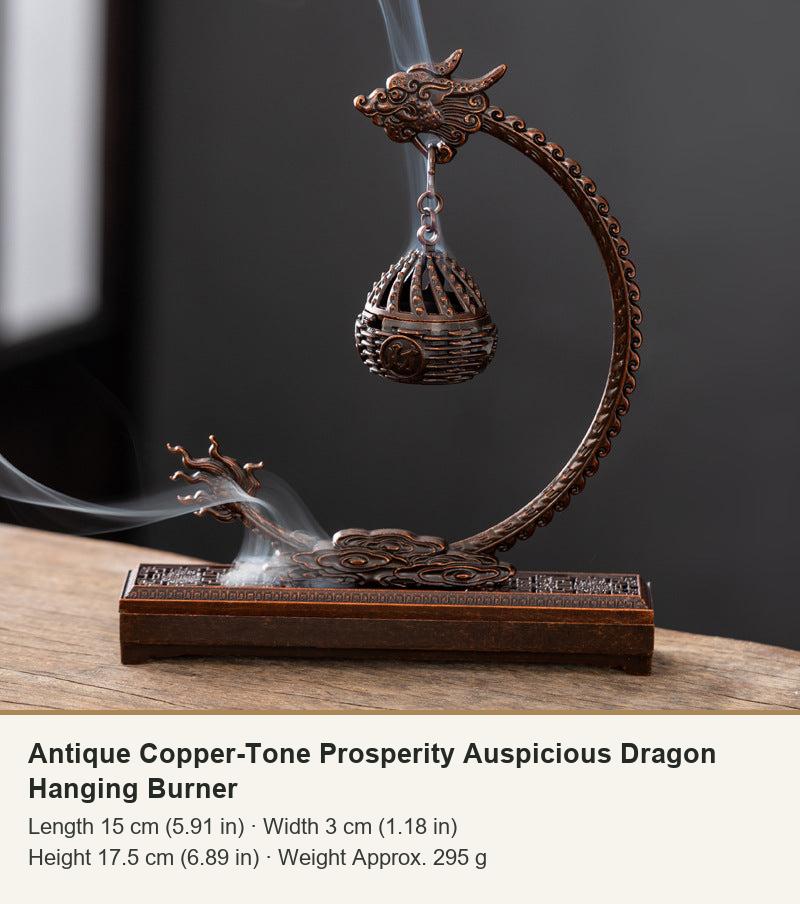 Antique Copper-Tone Prosperity Auspicious Dragon Hanging Burner