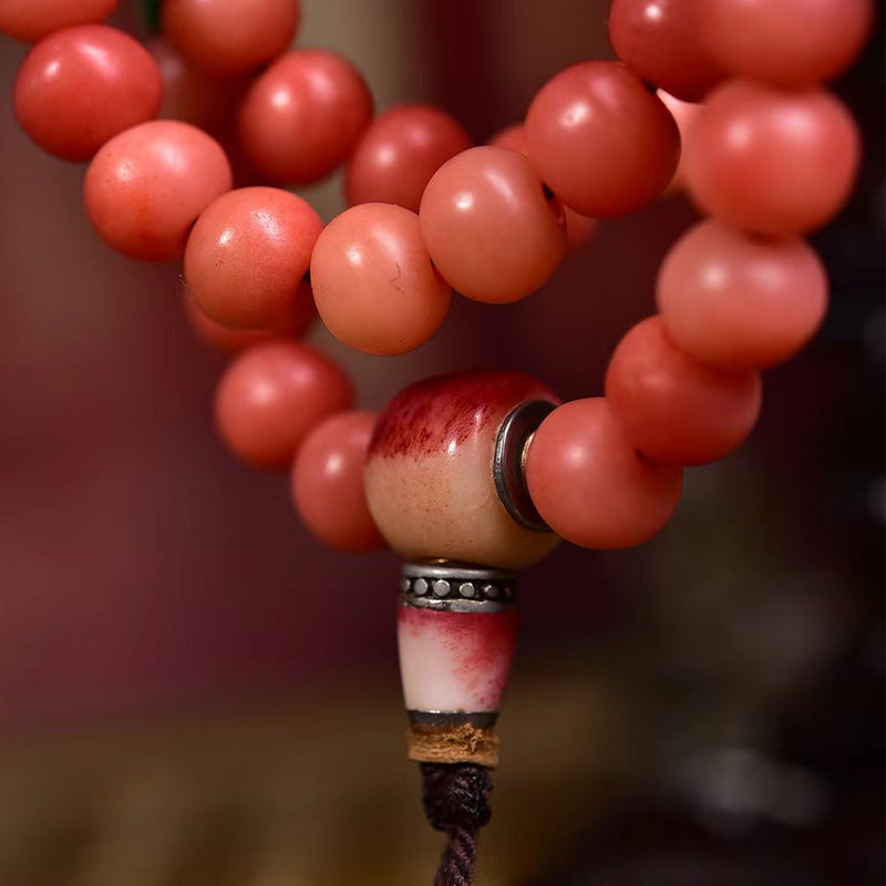 EverestArtstudios blessed EverestArtstudios Natural Full-Blood Camel Bone 108-Bead Mala with Glass and Bone Guru Bead