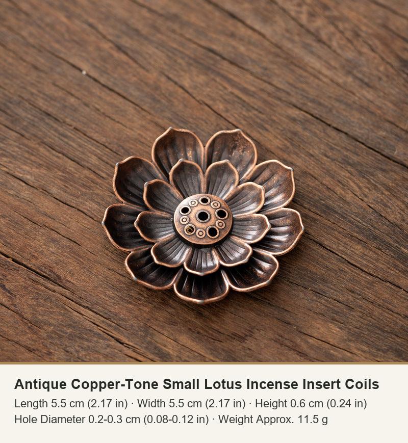 Antique Copper-Tone Small Lotus Incense Insert Coils