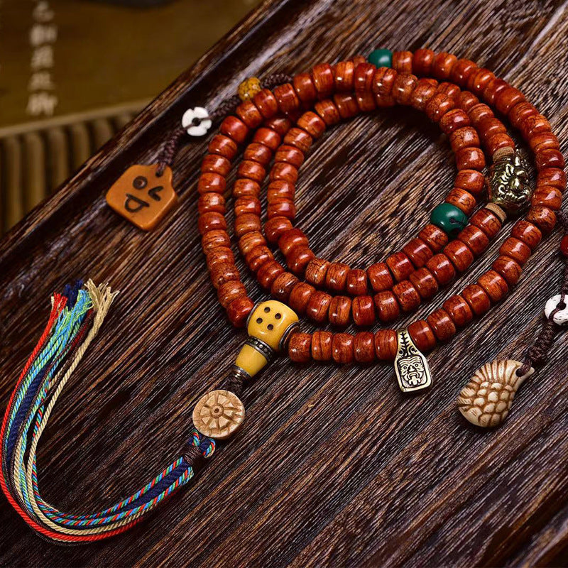 EverestArtstudios blessed EverestArtstudios Tibetan Vintage Camel Bone 108-Bead Mala with Zaki Lhamo Clip