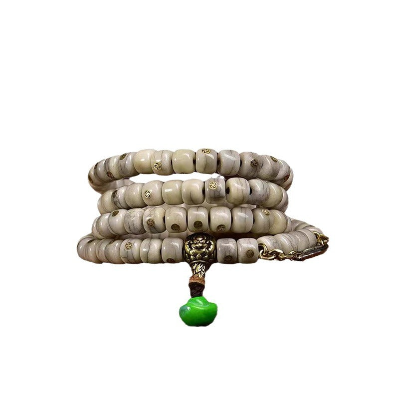 EverestArtstudios blessed EverestArtstudios Vintage Yak Bone Antique Copper Auspicious Wan 108-Bead Mala